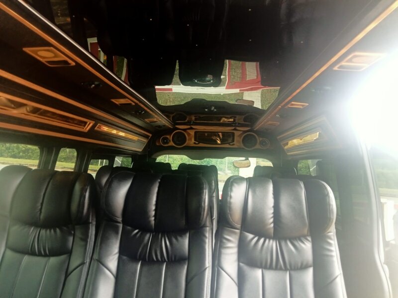 Panoramic interior view of the HiAce cabin
